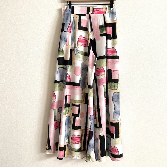 Colorful Geometric Abstract High Waisted Palazzo Pants Women’s Large NWOT - Picture 7 of 9